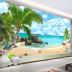 Custom Photo Mural 3D Beach Landscape TV Background Wall Design Living Room Wall Decoration Painting Wallpaper For Bedroom Walls