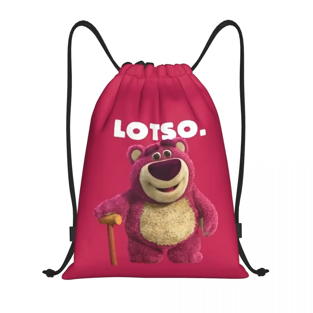 Custom Lotso Huggin-Strawberry Bear Drawstring Backpack Bags Women Men Lightweight Gym Sports Sackpack Sacks for Yoga