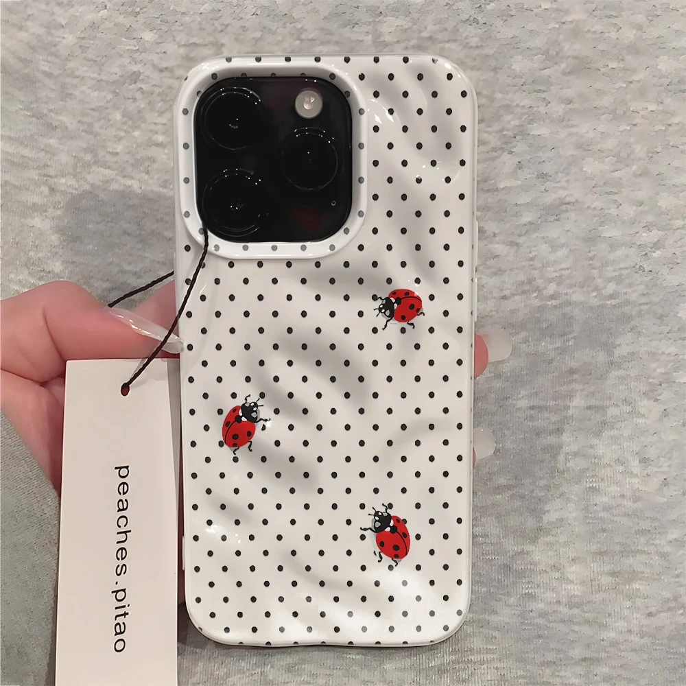 Phone Case Protective Smooth Impact Resistant Button Cover Top Dot Polka Red Cute for Cool iPhone 14 12 Pro Max 17 11 13