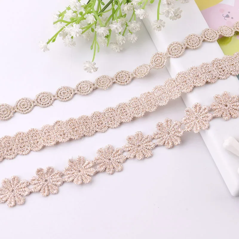 2 ياردة الذهب خط بتلات صغيرة ديزي التطريز الدانتيل تقليم أشرطة النسيج الأفريقي 2023 جودة عالية جديد الخياطة الملابس الحرف DIY بها بنفسك