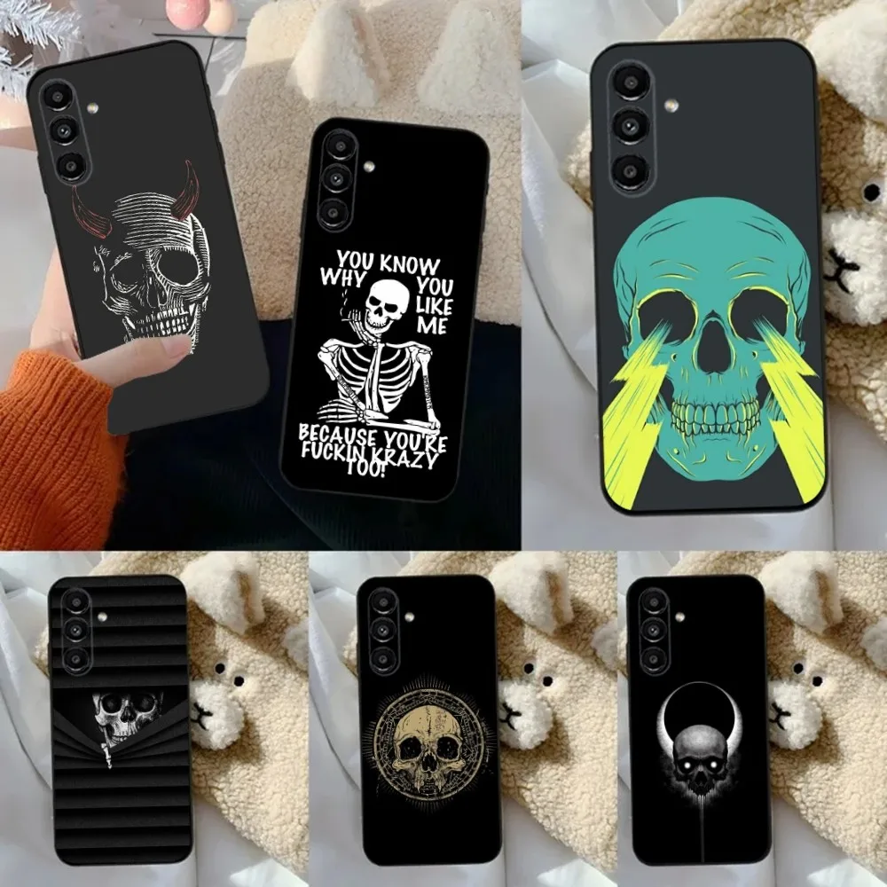 Skull Gothic Creepy Phone Case For Samsung S24,23,22,30,21,10,9,Ultra,Plus,Lite,FE,5G Black Soft Case