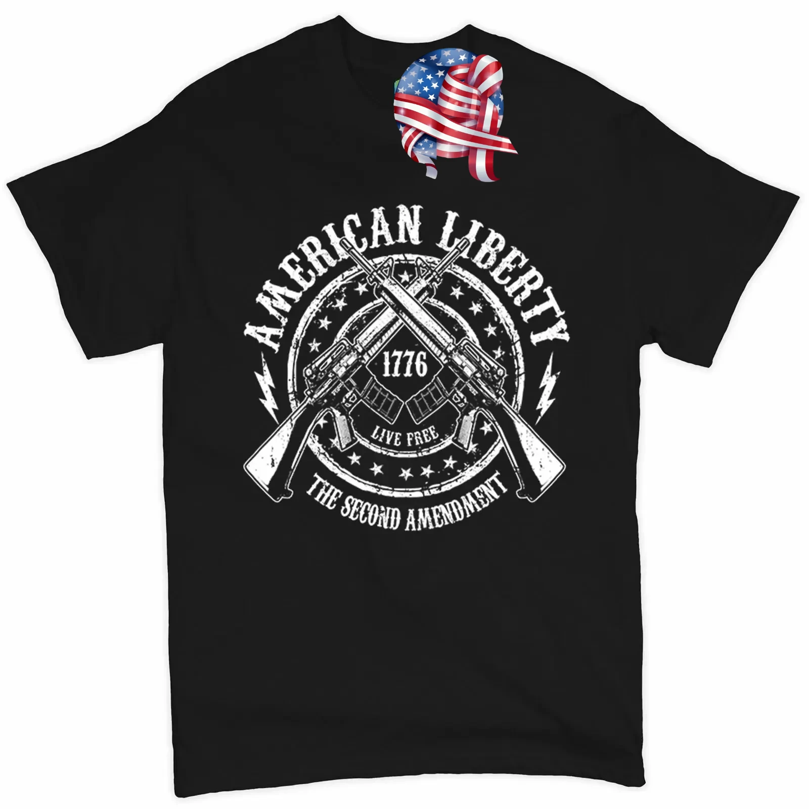 

American Liberty Live Free. The 2nd Amendment 1776 T-Shirt 100% Cotton O-Neck Summer Short Sleeve Casual Mens T-shirt Size S-3XL