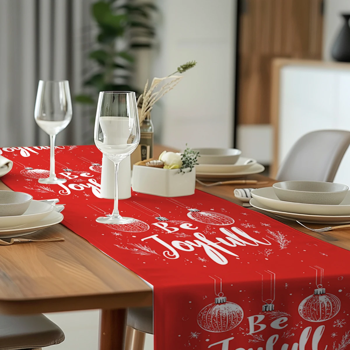 Christmas Lights Snowflakes Table Runners Party Table Decor Farmhouse Dining Table Runner Decorations Washable Dining Long Cloth