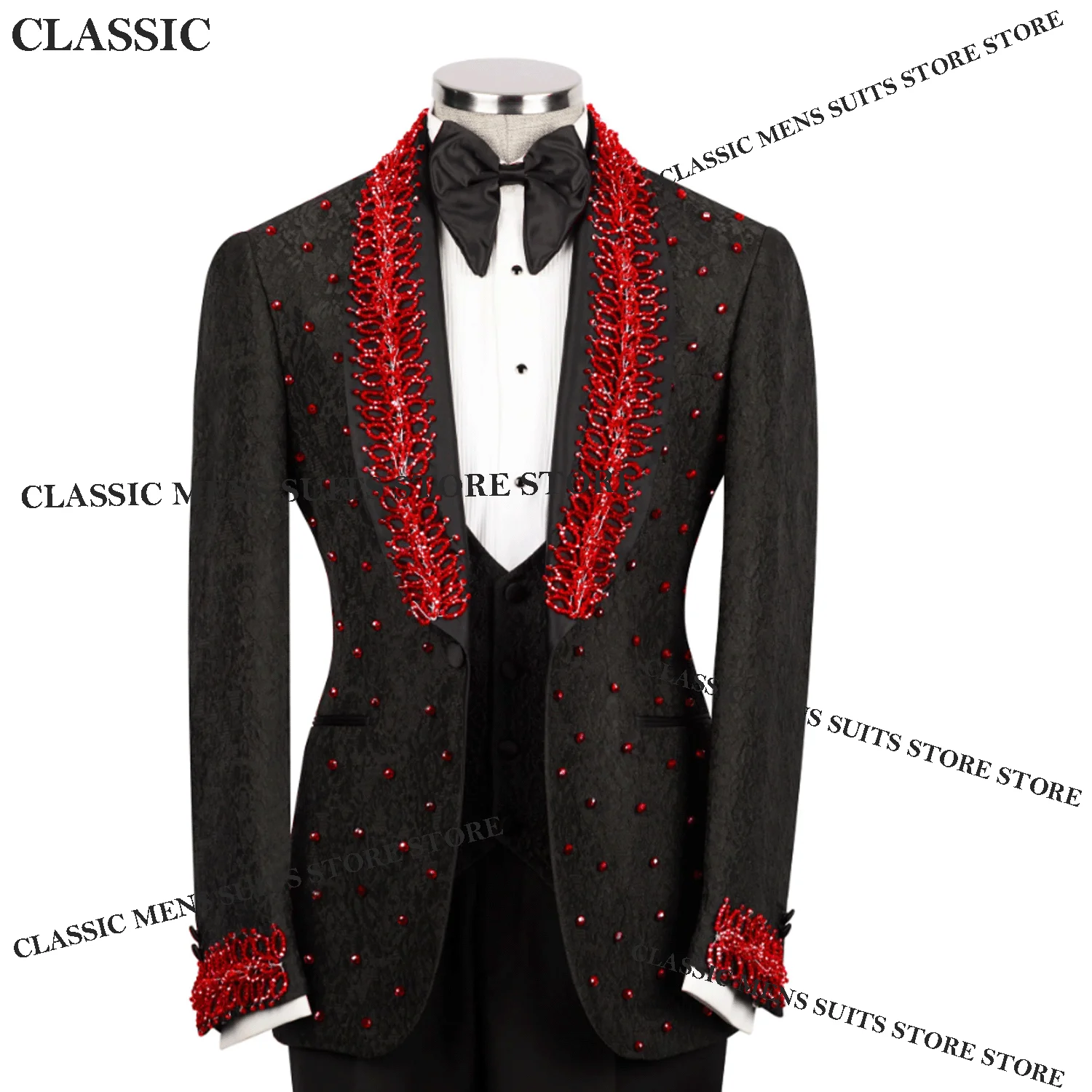 

Customized Beading Men Suit Fashion Rhinestone Jewelry Evening Ropa Blazer 2 Pieces Set Male Prom Blazer High End Groom Tuxedos
