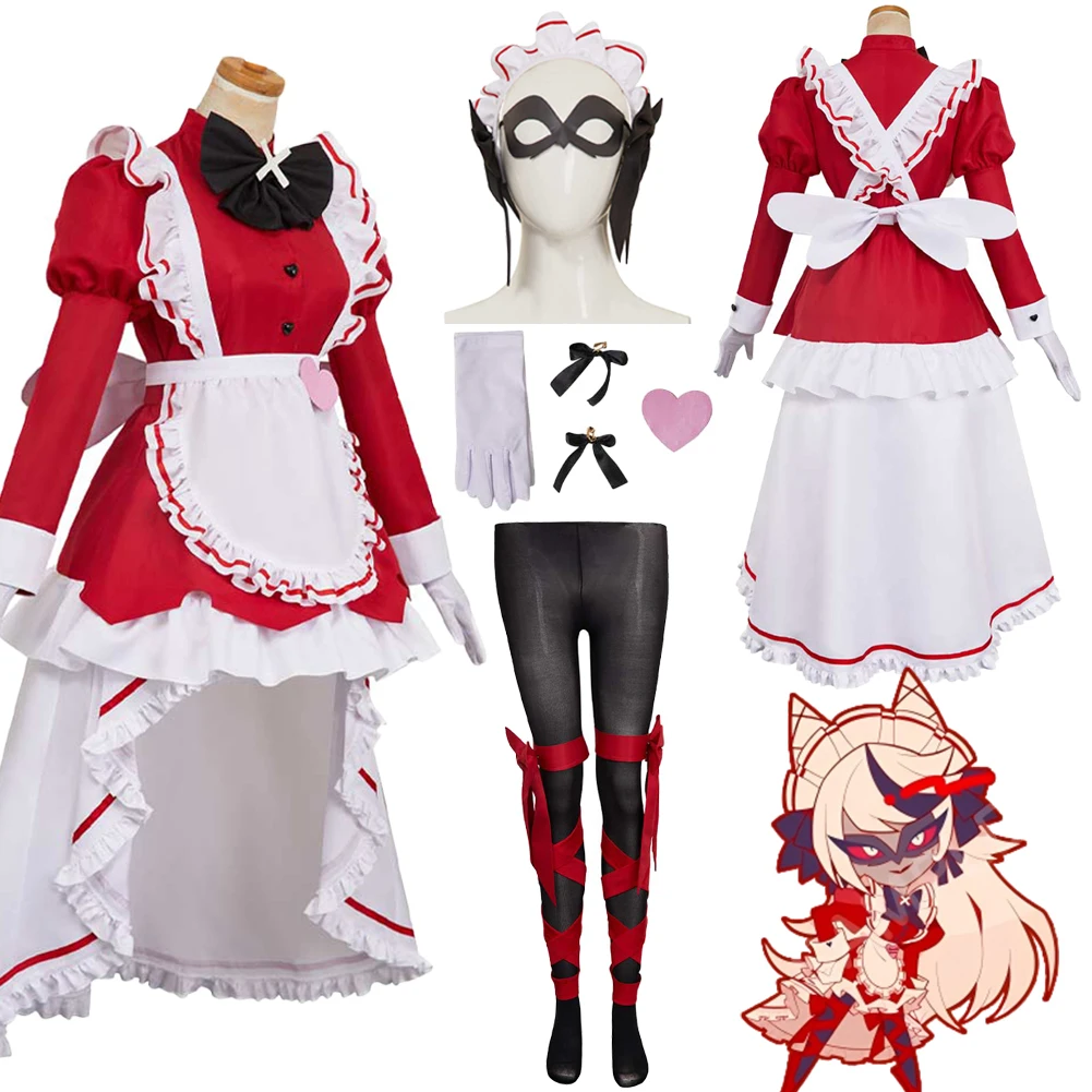 

Fantasia официант Carmilla Carmine косплей платье горничной одежда ТВ Hell Inn Disfraz костюм женский Хэллоуин карнавальная праздничная одежда