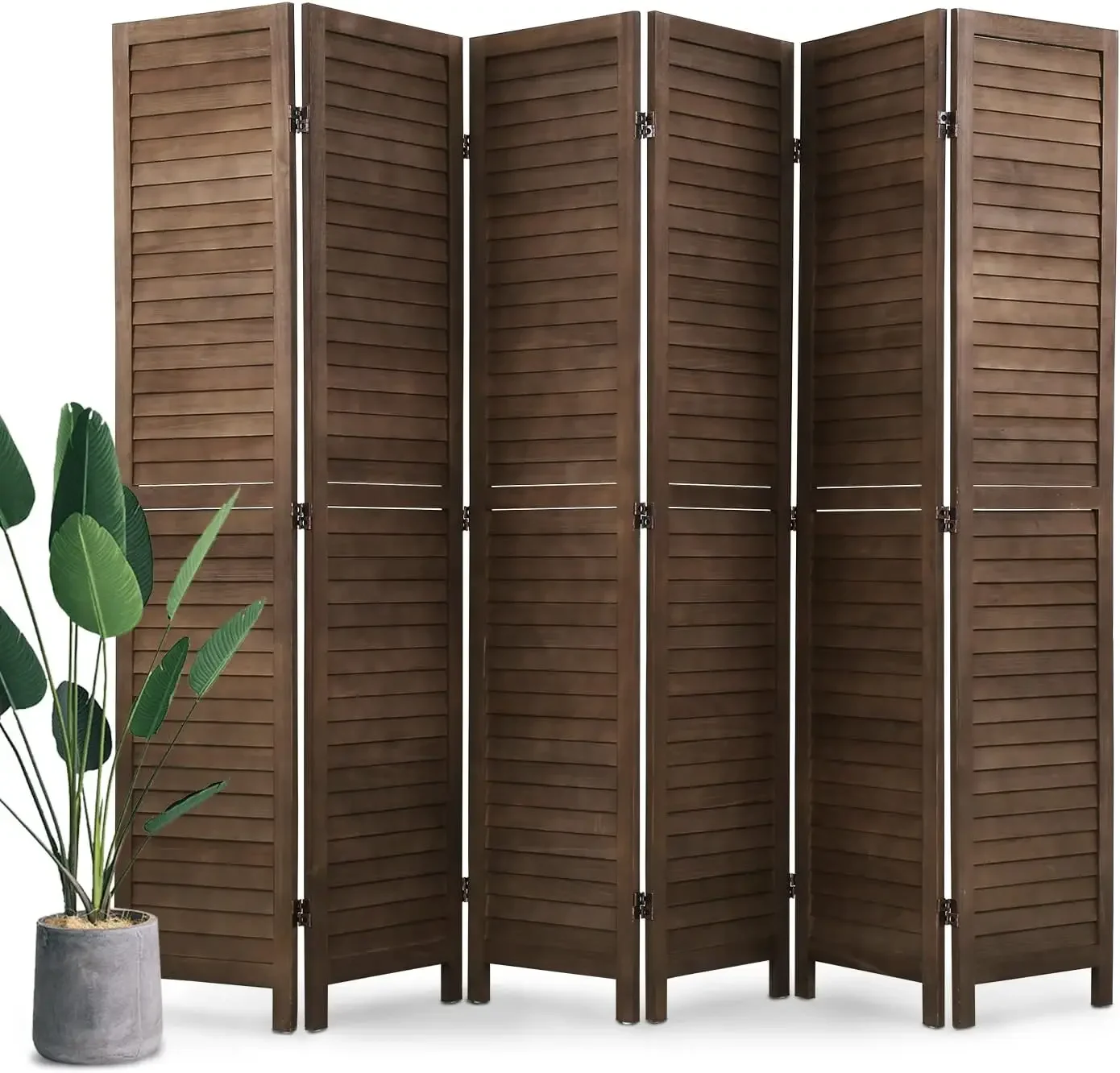 Room Divider 6 Panels, 5.75FT Wooden Room Divider Wall Folding Privacy Screens Freestanding Partition for Home Office