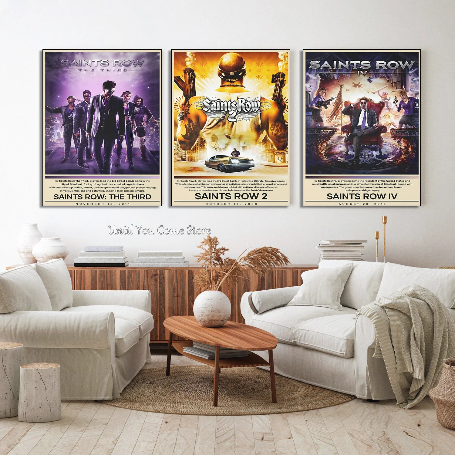 Action Shooting Game S-Saints Row Series Poster Print Canvas Art Pictures Home for Living Room and Bedroom Wall Modern Decor