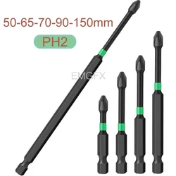 5Pcs PH2 Screwdriver Bits Set Special Cross Impact Batch Head Magnetic Alloy Steel Hex Hardness Screw Driver Hand Tool 25/90mm