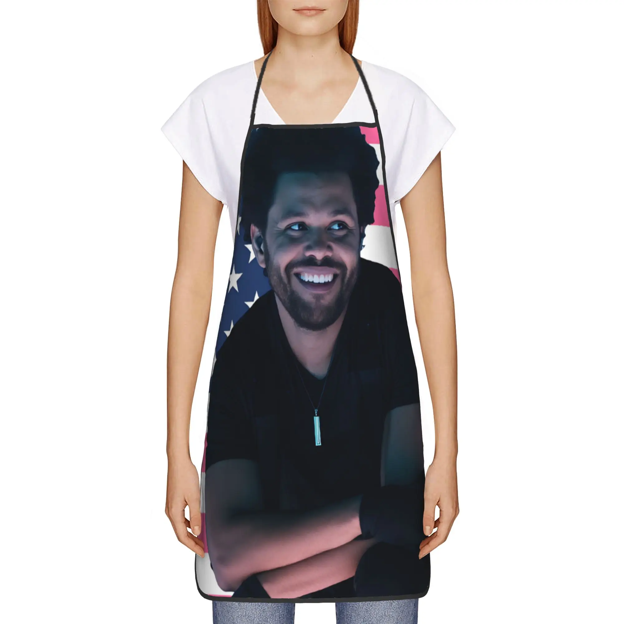 The Weeknd American Flag Apron  Restraunt Barber Kitchen Accessories Fashion Cooking Aprons without Pocket