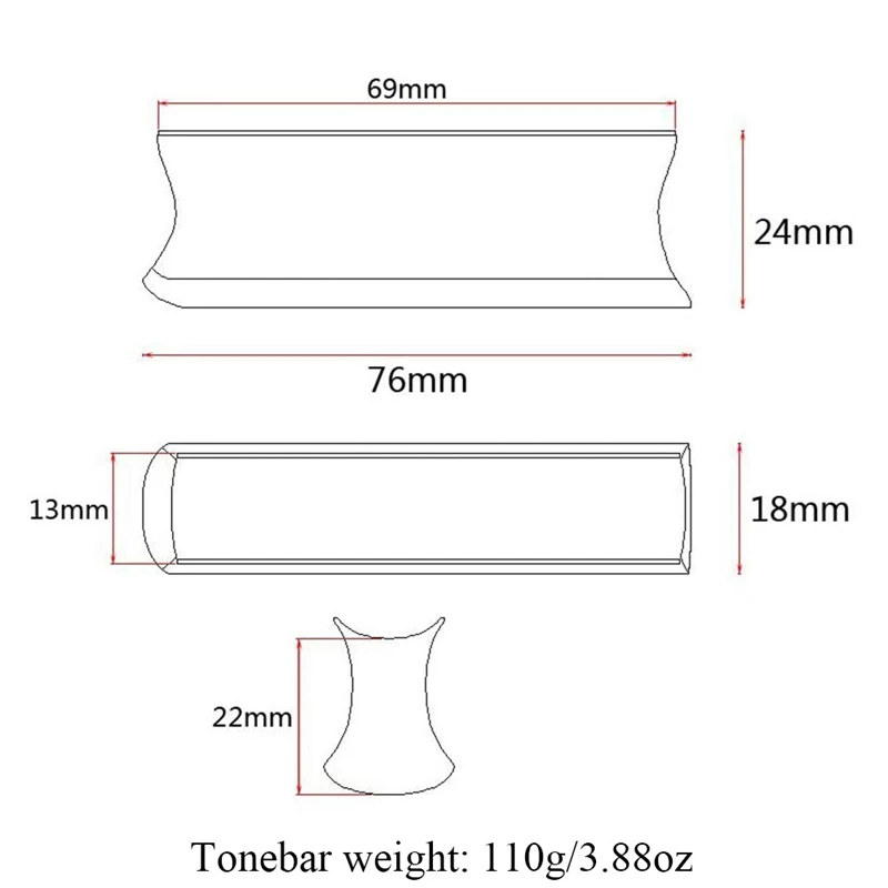 JETone-Barre Électrique Ronde en Acier Inoxydable, Glissière Solide Antarctique, Plectres Métalliques à 4 Index, 76mm