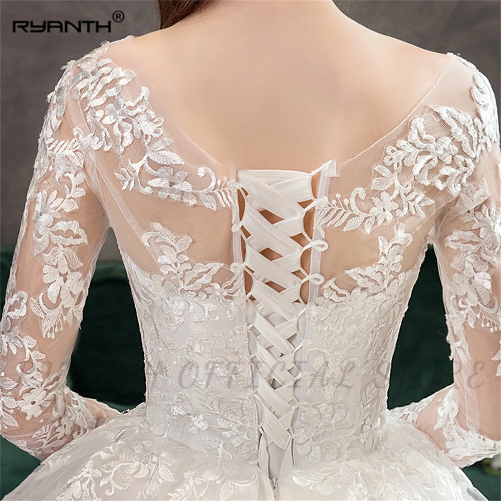 Ryanth-Vestido De Novia De encaje musulmán, traje De boda De manga larga con tren grande, De lujo, nowoizan, novedad De 2024