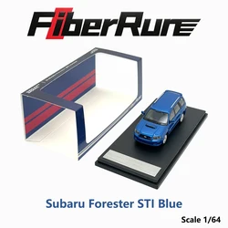 In Stock 1:64 FiberRun Subaru Forester STI SG9 Metallic Blue JDM Turbo SUV Diecast Model With Display Base