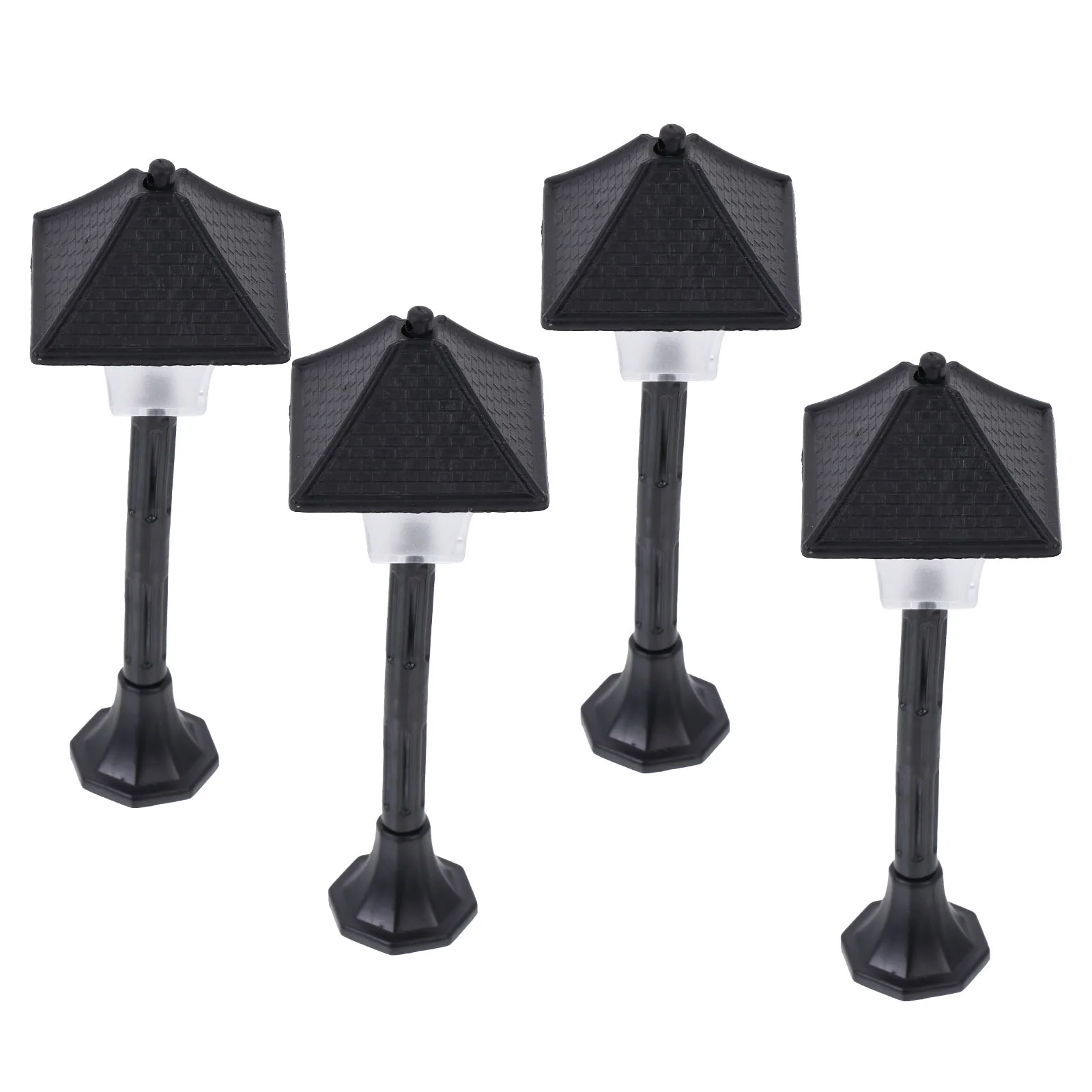 4 Uds farola Mini lámpara de plástico modelo decoración luces Pvc casa de muñecas miniatura linterna ornamento