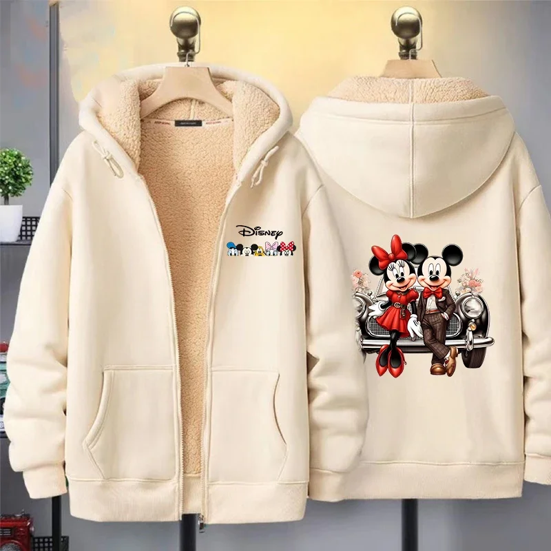 Mickey Mouse Women Zipper Hoodie Sweatshirt Girl Winter Keep Warm Jacket Womens Oversized Thick Streetwear Casual Hoody Coat Top