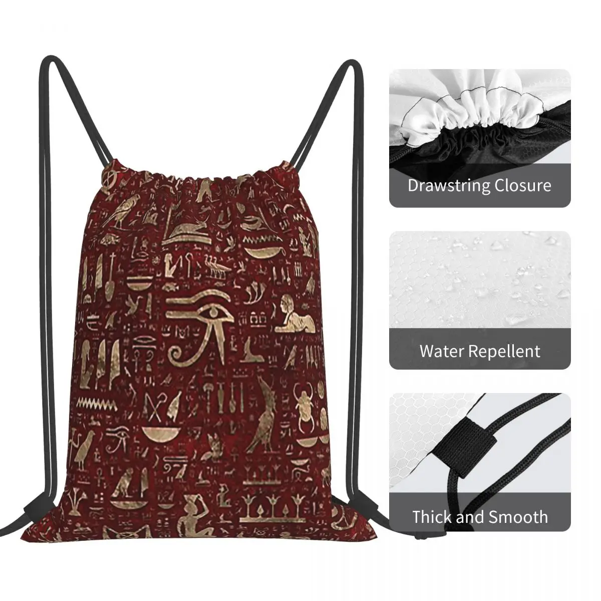 Ancient Egyptian Hieroglyphs Backpacks Multi-function Portable Drawstring Bundle Pocket Sports Bag Book Bags For Travel School