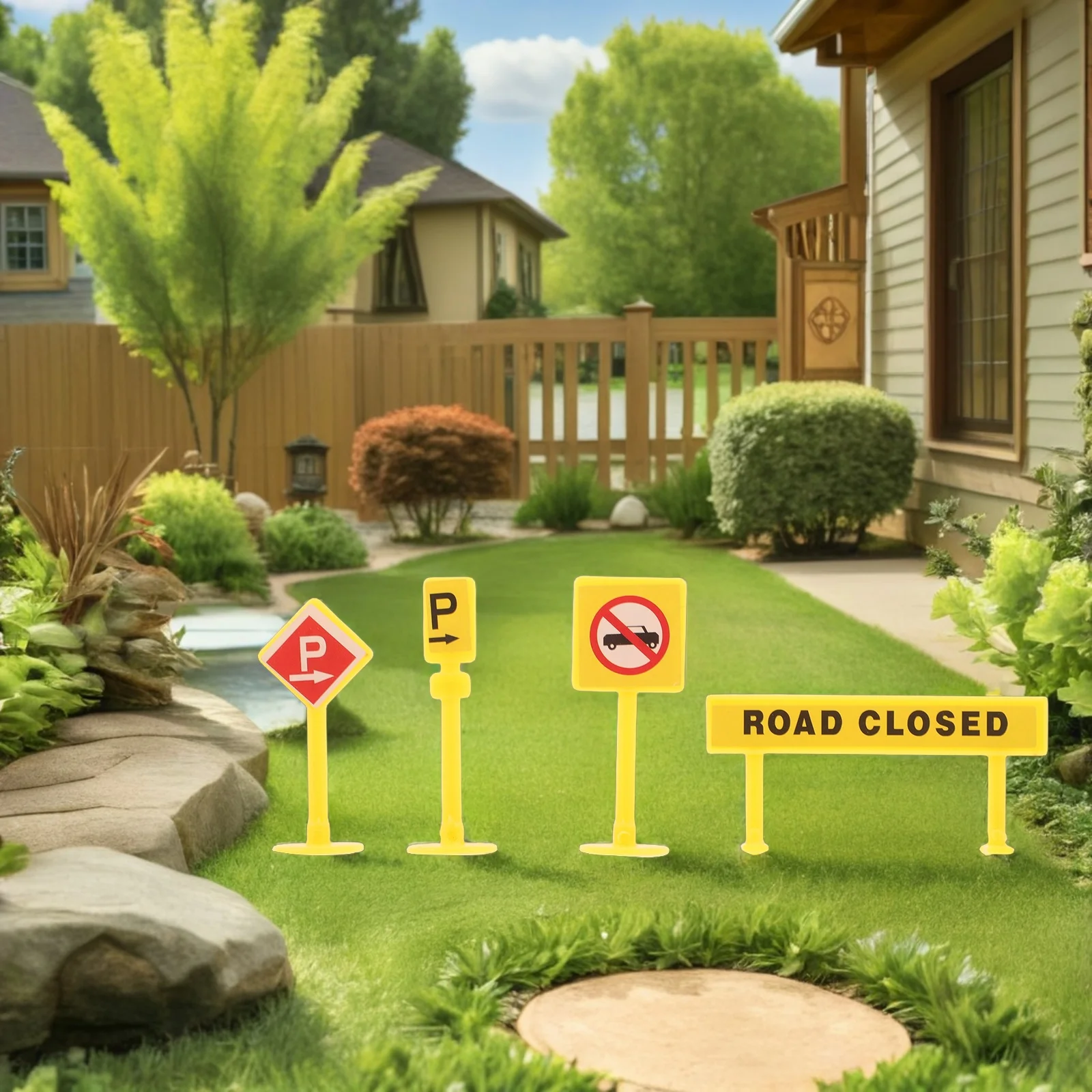 

84 pcs Miniature Traffic Signs Cones Set For Construction Cake Decorations Play Diorama Scenery Craft Outdoor