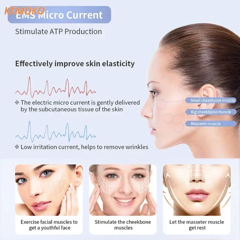 Electric V-face Face Lift Device Red/Blue Light Therapy Microcurrent Skin Tightening Double Chin Remover Face Slimming Massager
