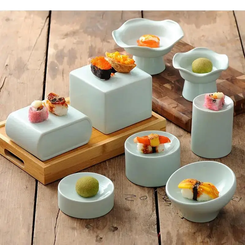 Ceramic Dinner Plates Sashimi Sushi Plate Cake Stands Artistic Conception Restaurant Solid Color Tableware Snack Dessert Dishes
