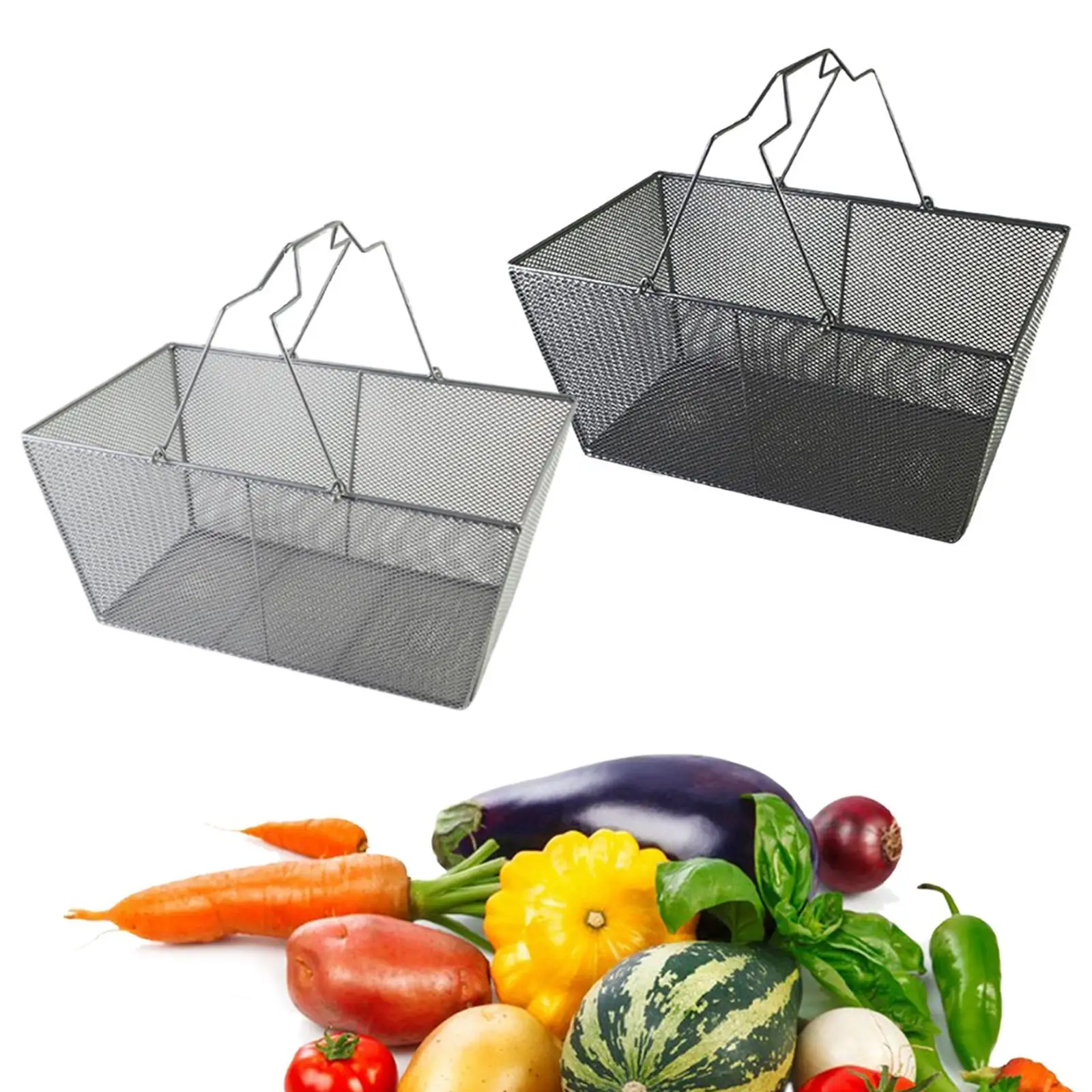 

Shopping Basket with Handle Large Capacity Simple Convenient Portable for Home Kitchen Grocery Fruit Retail