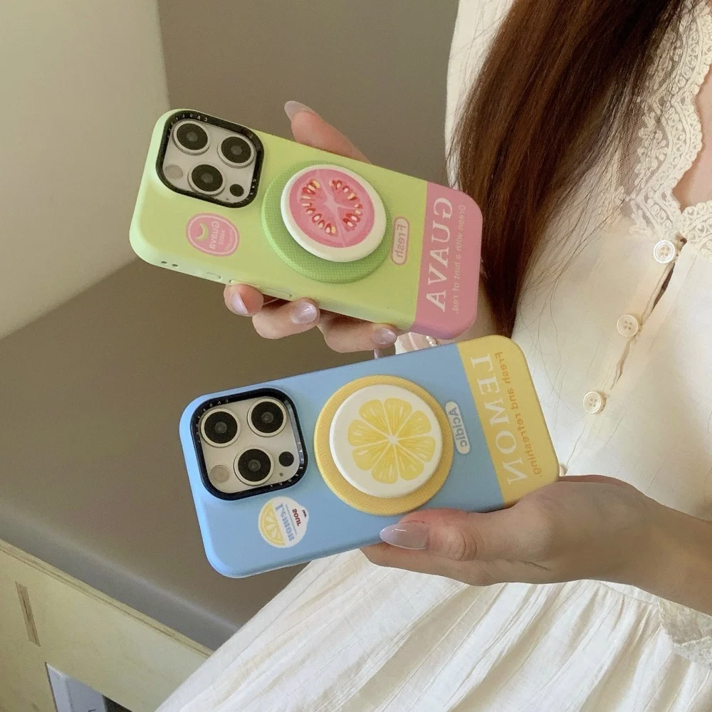 

Korean Cute Cartoon Fruit Magnetic Holder Grip Tok Griptok Phone Stand Holder Support for IPhone 15 for Pad Magsafe Smart Tok