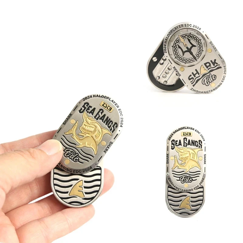 Tubarão fidget spinner slider aço inoxidável pei anti estresse brinquedos sensoriais tdah som mecânico brinquedos de inquietação