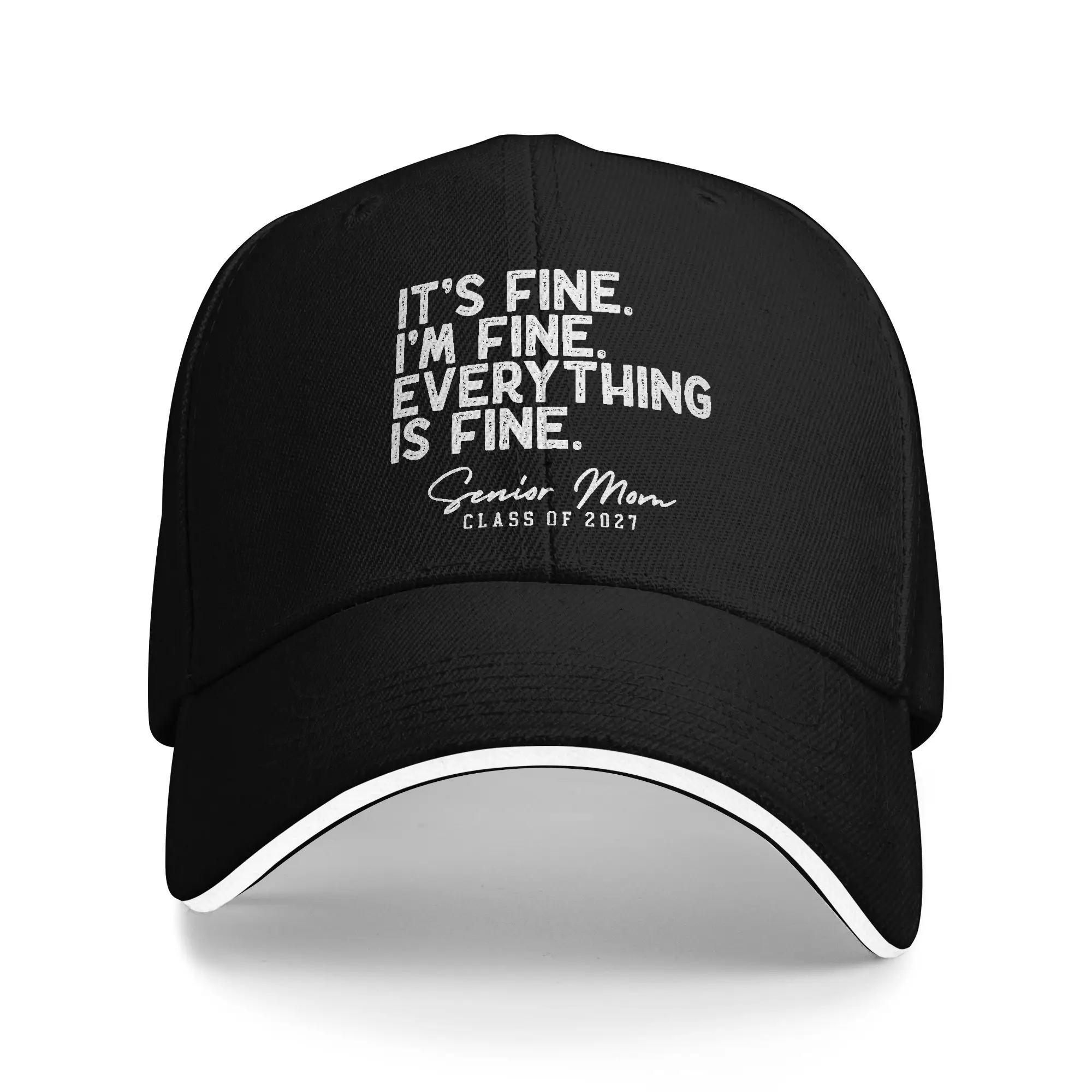 Spring Casual Baseball Cap Retro I'm Fine Everything is Fine Senior Mom Class of 2027 Trucker Hat For Women Men Baseball Caps