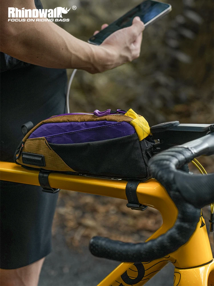 Rhinowalk Fahrrad-Oberrohrtasche 0,9L, Mehrtaschen-Fahrradrahmentasche mit Kabelanschluss, Riemen- oder Schraubmontage, Fahrrad-Aufbewahrung für MTB und Rennrad