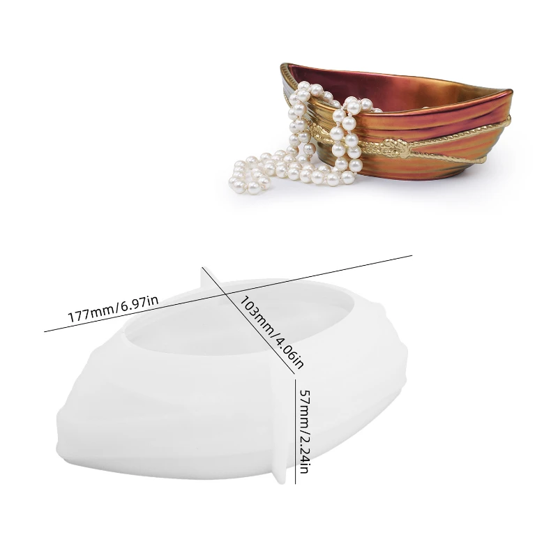 

DIY Crystal Epoxy Resin Mold Gypsum Cement Pirate Ship Boat Storage Box Container Decorative Mirror Silicone Molds