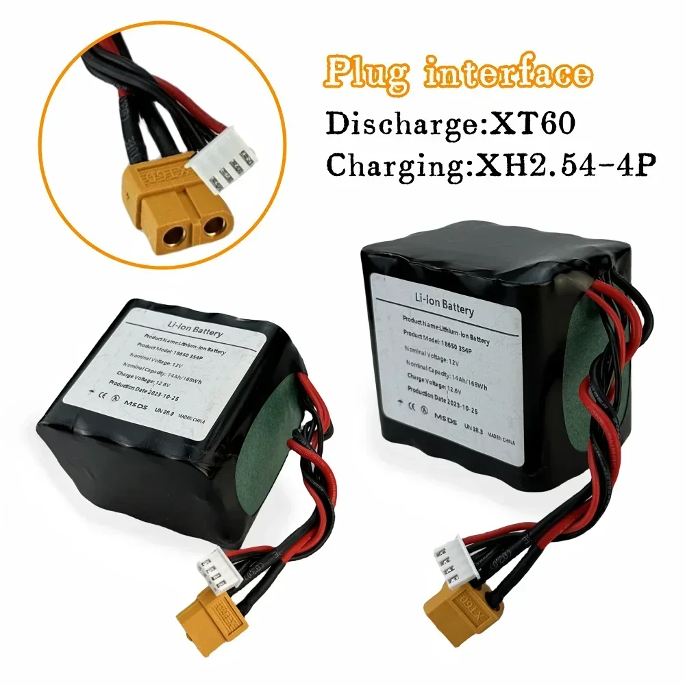 High Capacity UAV Battery 18650 3S4P 12V 14Ah Rechargeable Li-ion Battery Pack for Various RC Airplane Quadrotor XH2.54-4P XT60