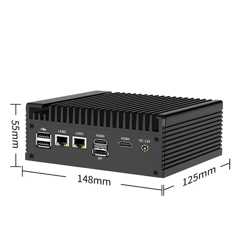 Solid Firewall Server 12th Gen Intel N100 N150 Fanless Mini PC 2xi226-V 2.5G 2*COM NVMe 1*DP 2*HD Efficient Cooling Computer Nuc