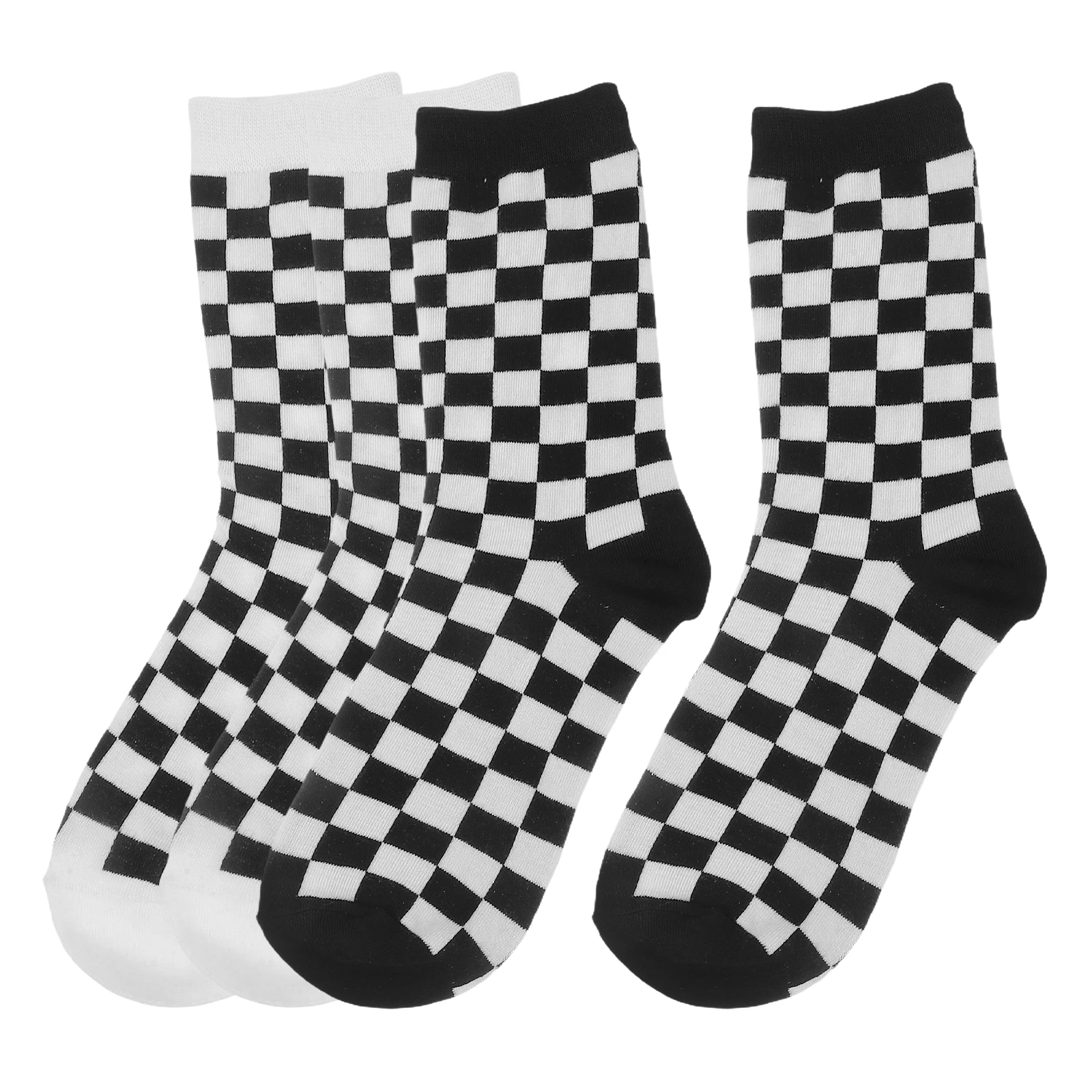 

Black-white Plaid Socks Women Breathable Cotton Leisure Color-matching 2 Pairs Trendy Short Socks Japanese Style Classic SOCKS