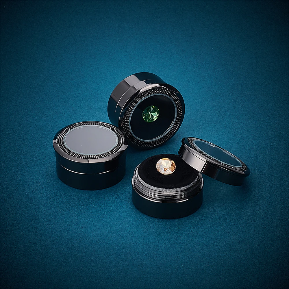 علب هدايا مجوهرات مصنوعة من خليط معدني لتخزين الماس الأحجار الكريمة الصغيرة مع وسادة مخملية وعمود نافذة شفافة #4