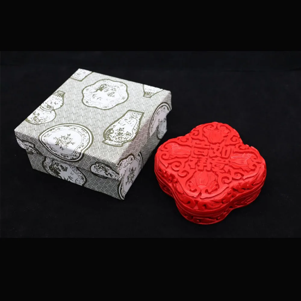 

30g Red Stamp Pad With Container Calligraphy Painiting Name Stamp Seals Cinnabar Pad Chinese Style Lacquer Carving Inkpad Box