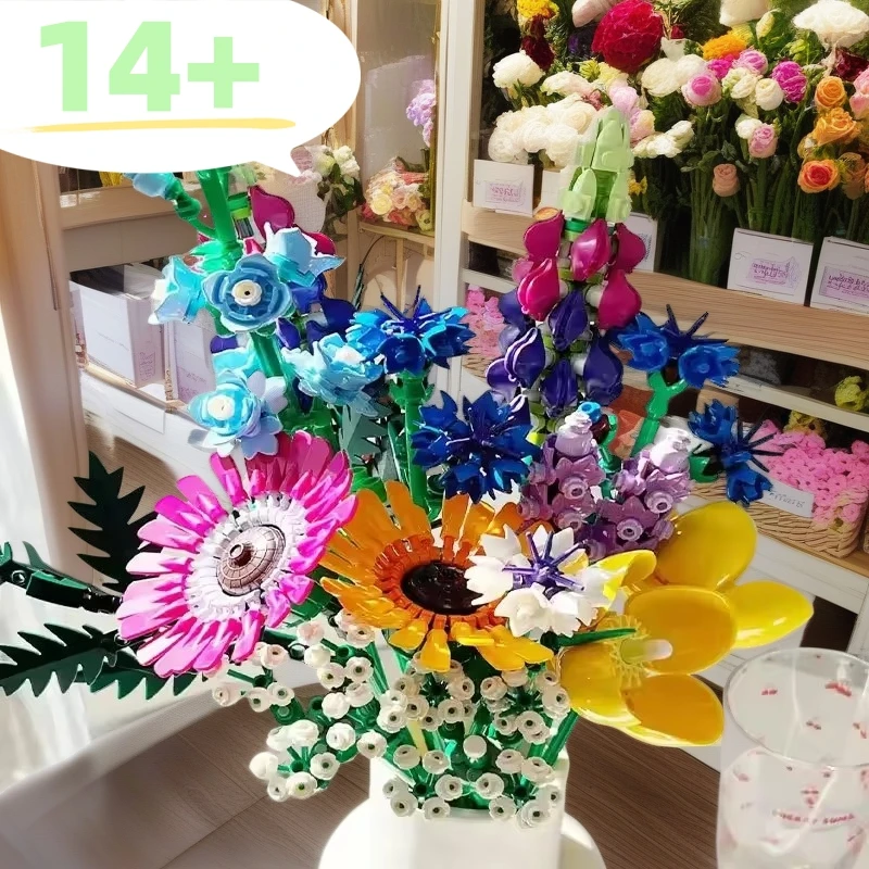 جديد 939 قطعة باقة الزهور البرية 10313 نموذج الهندسة المعمارية هدية عيد الحب لصديقتك رومانسية ديكور ذاتي الصنع عيد ميلاد #1