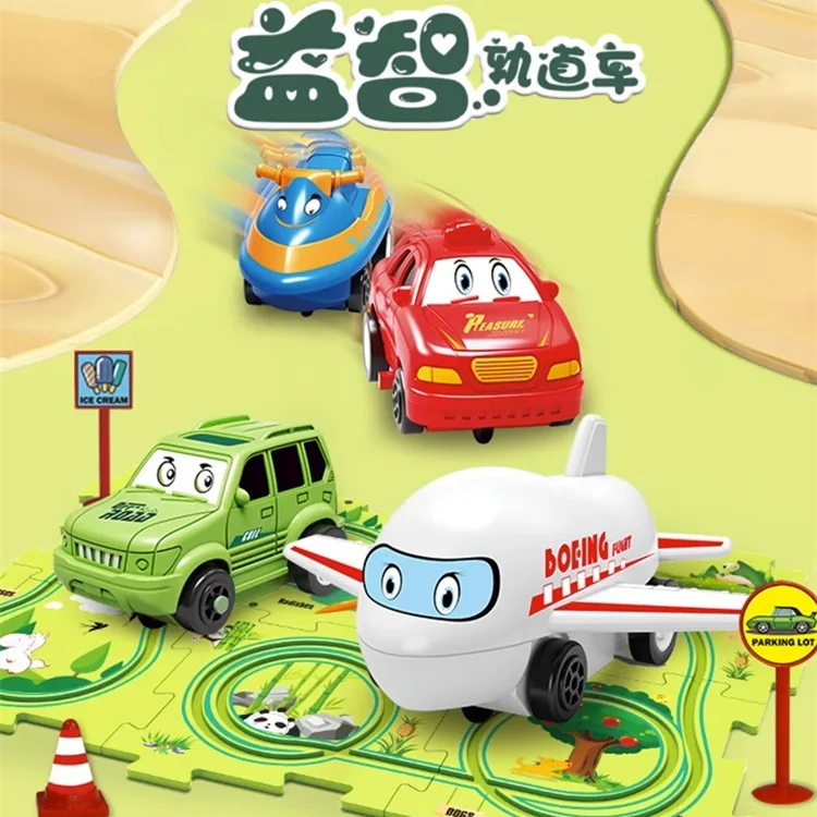 Children's Puzzle Track Puzzle Road Car DIY Assembly Electric Trolley Automatic Railroad Speeder Boys and Girls Baby Toys