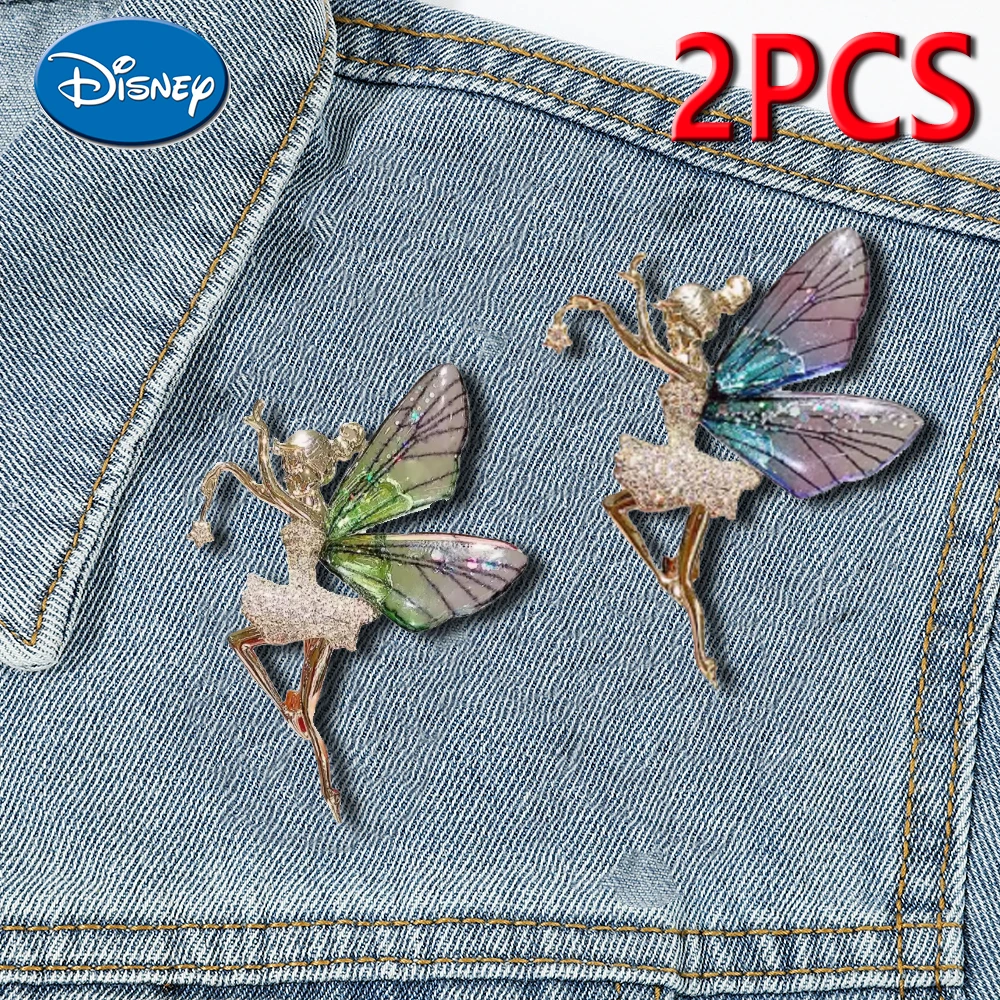 Disney Cartoon Peter Pan Tinker Bell Faery Elf Butterfly Dragonfly Acrylic Brooches for Women Girls Birthday Party Daily Jewelry