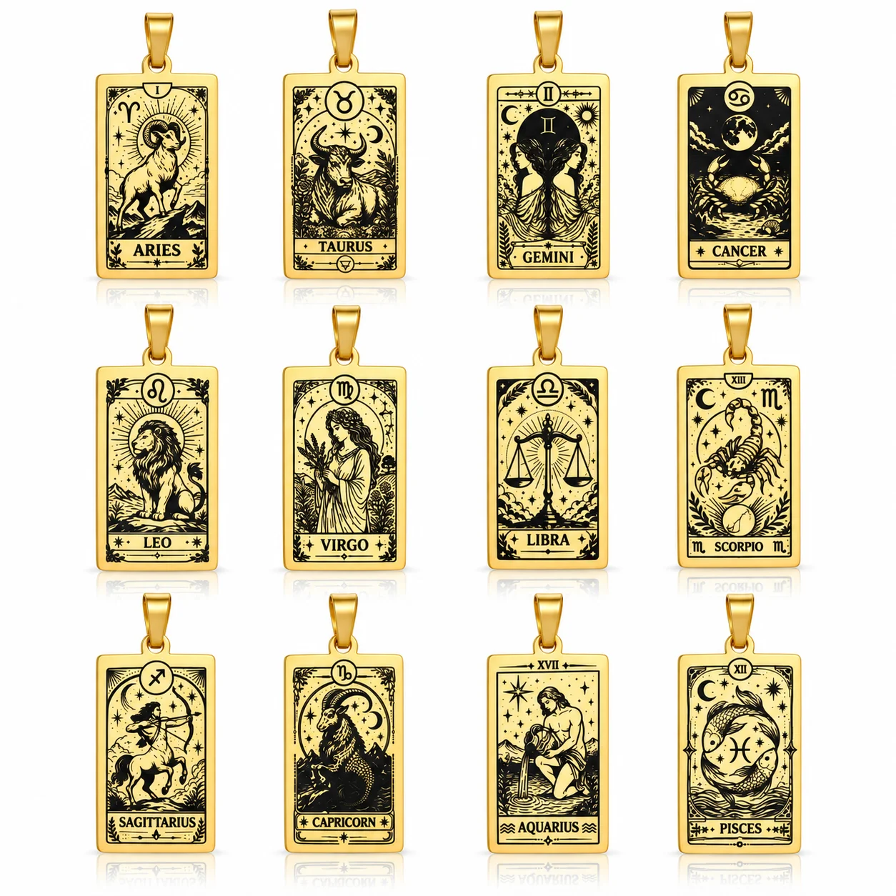 1Pc Small Zodiac Sign Pendants Stainless Steel18K Gold Plated Women Constellation Necklace Pendant Waterproof DIY Jewelry Making