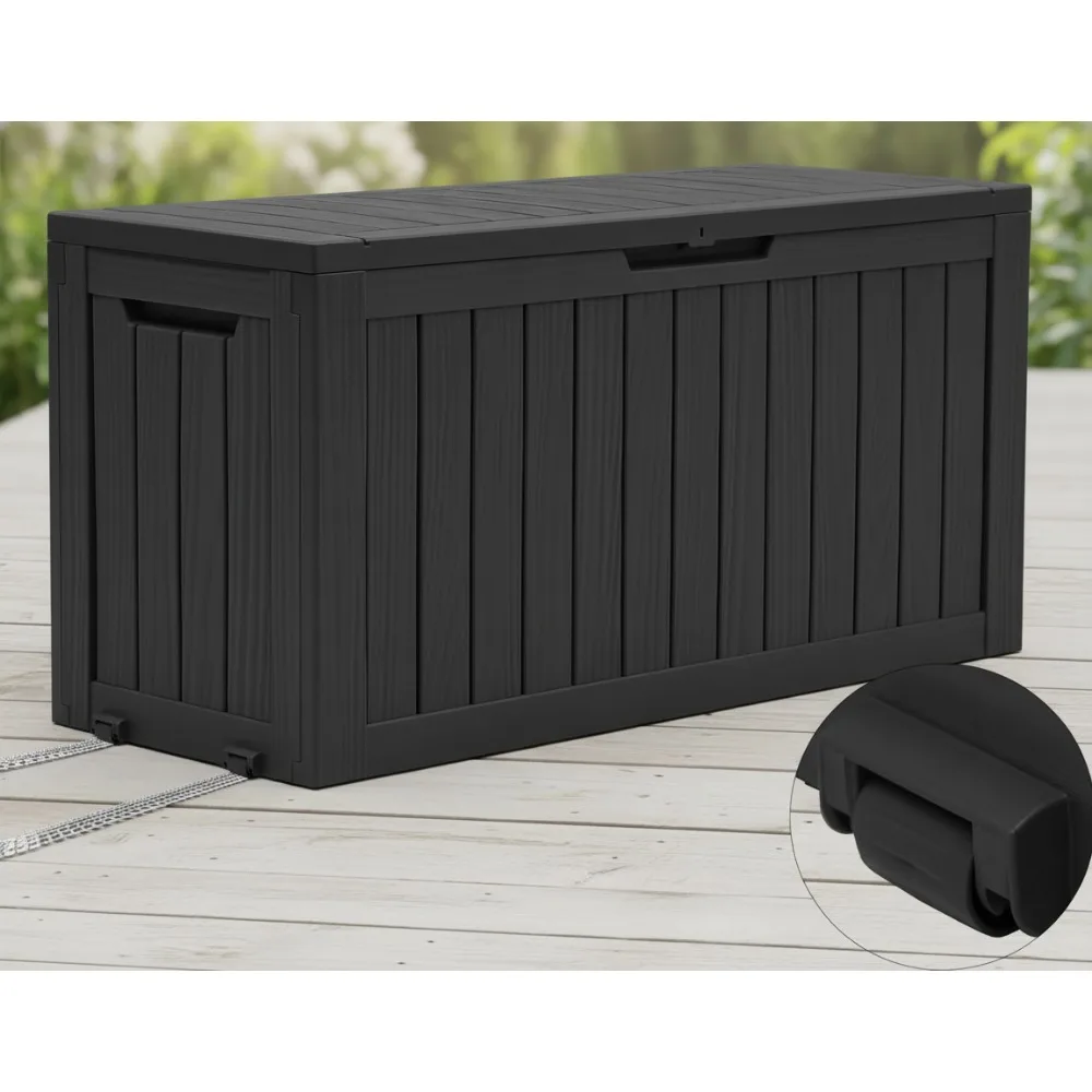 72 Gallon Outdoor Resin Deck Box with Wheels, Waterproof Storage for Patio Furniture, Pool Cushions & Garden Tools