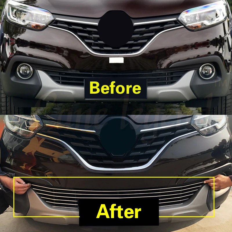 For Renault Kadjar 2015 2016 2017 2018 Body Kit Stainless Steel Front Lower Grill Grille Cover Trims Refit Racing Grill