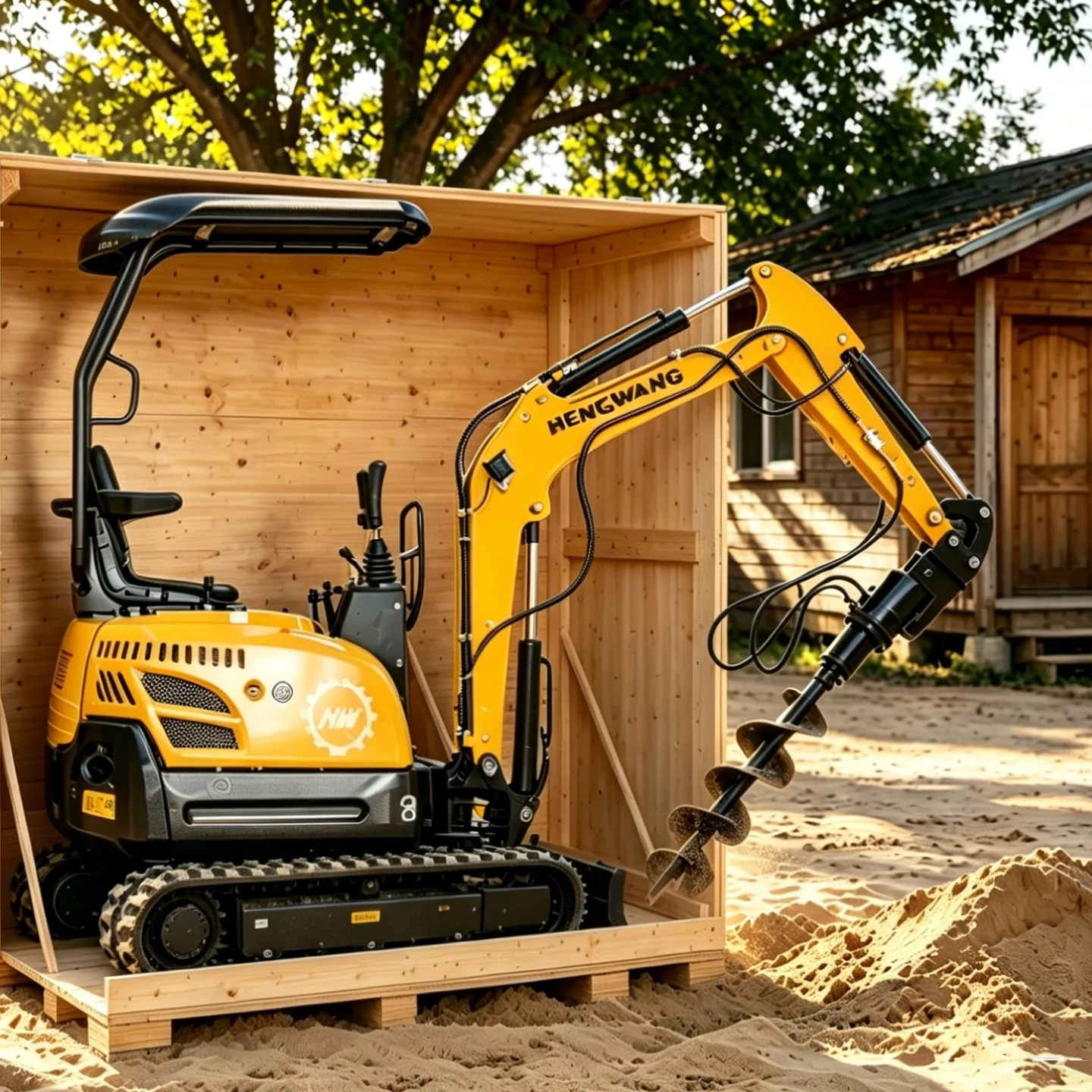 

Multifunctional 1.3 Ton Mini Excavator - Hydraulic Crawler Digger with Auger Grab & Bucket Attachments Ideal for Home Farm