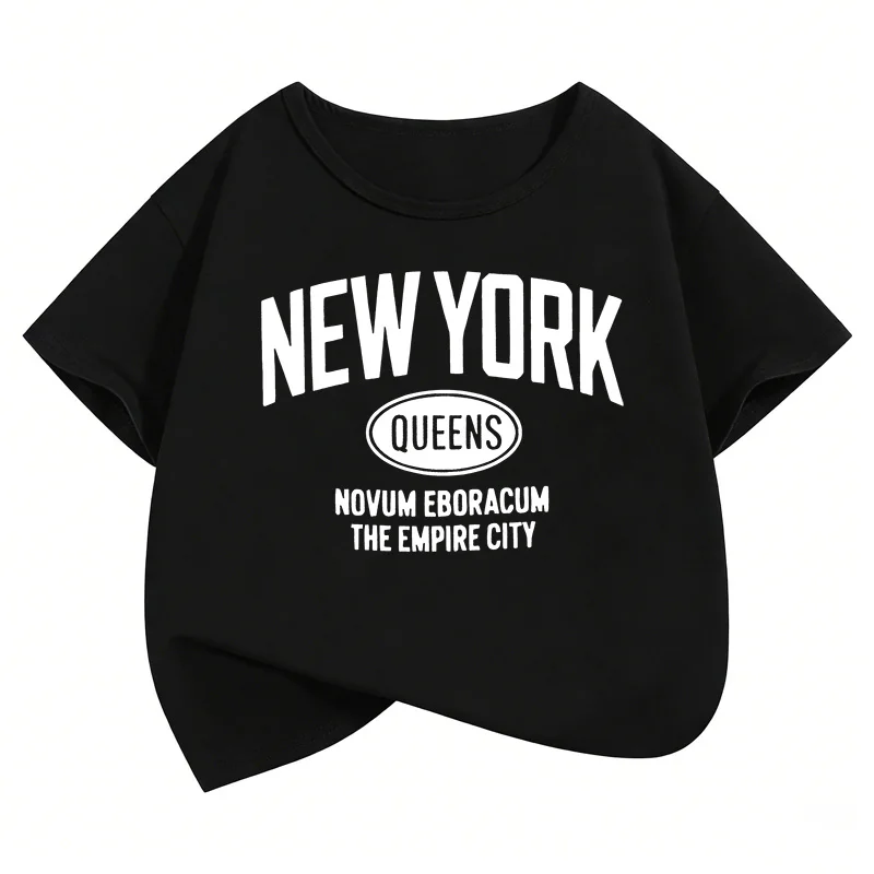 New York Fashion Letter Design Funny T Shirts Kids Children's T-shirt Boys Girls Summer Spring Casual Top Tee Shirt