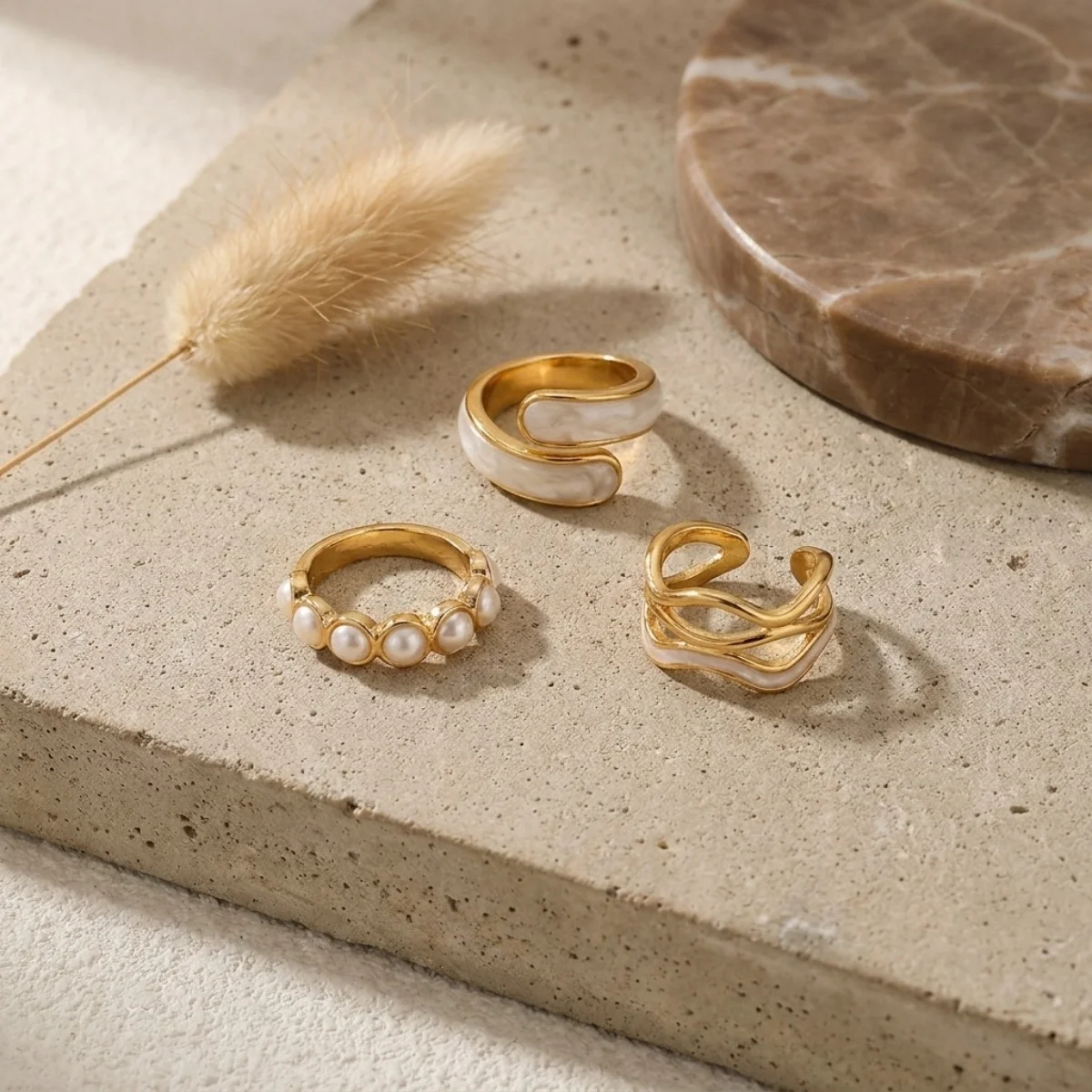 3/4 Stück/Set Minimalistische, gewellte Ringe aus Edelstahl mit weißem Emaille für Damen und Herren, Lava-Wassertropfen-Twist-Herz-Fingerringe, Schmuck – Detail 13