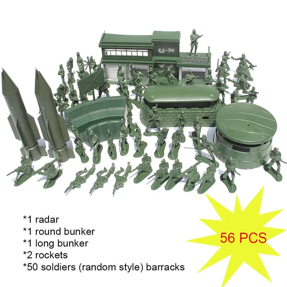 Classic 56pcs/Set Mini Military Soldiers Figures Models Toy Army Men Desk Decor Kids Children Toddler Accessories Playset