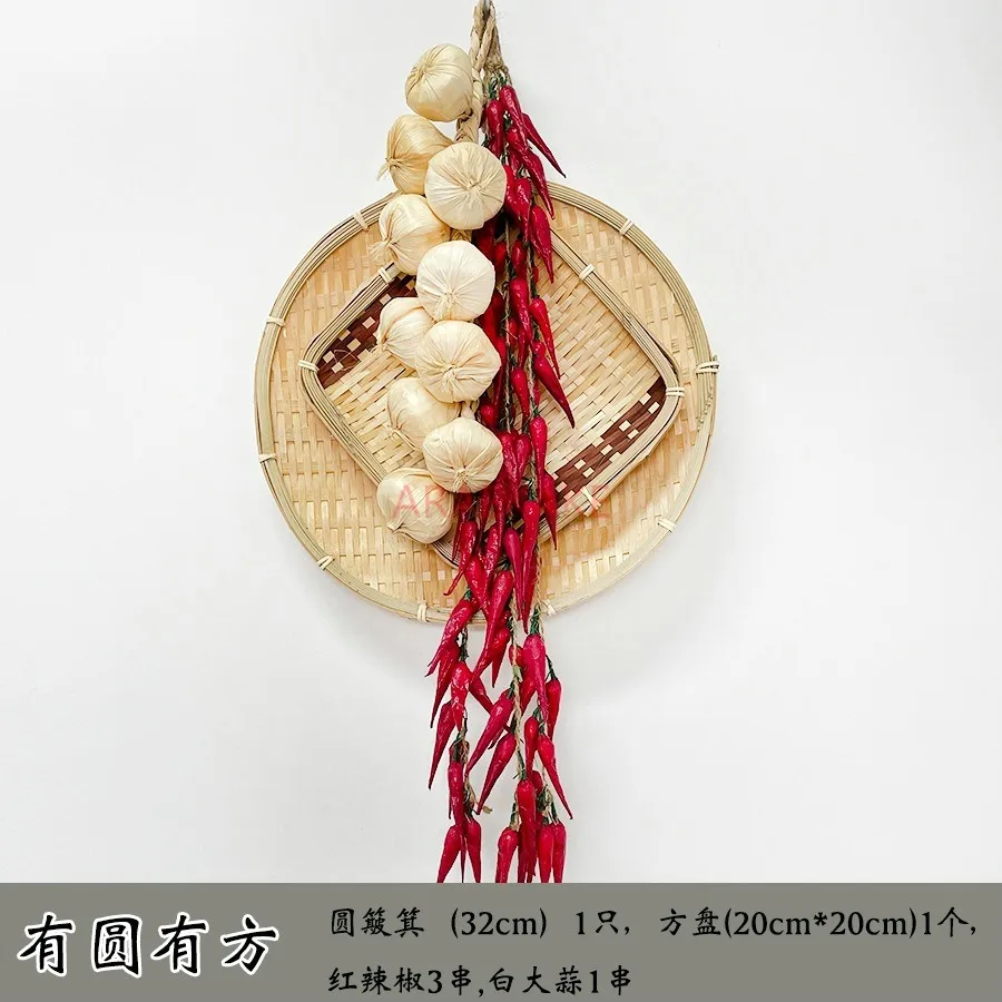 

1set Farmhouse decoration simulation vegetables fake chili skewers pendant garlic crops props