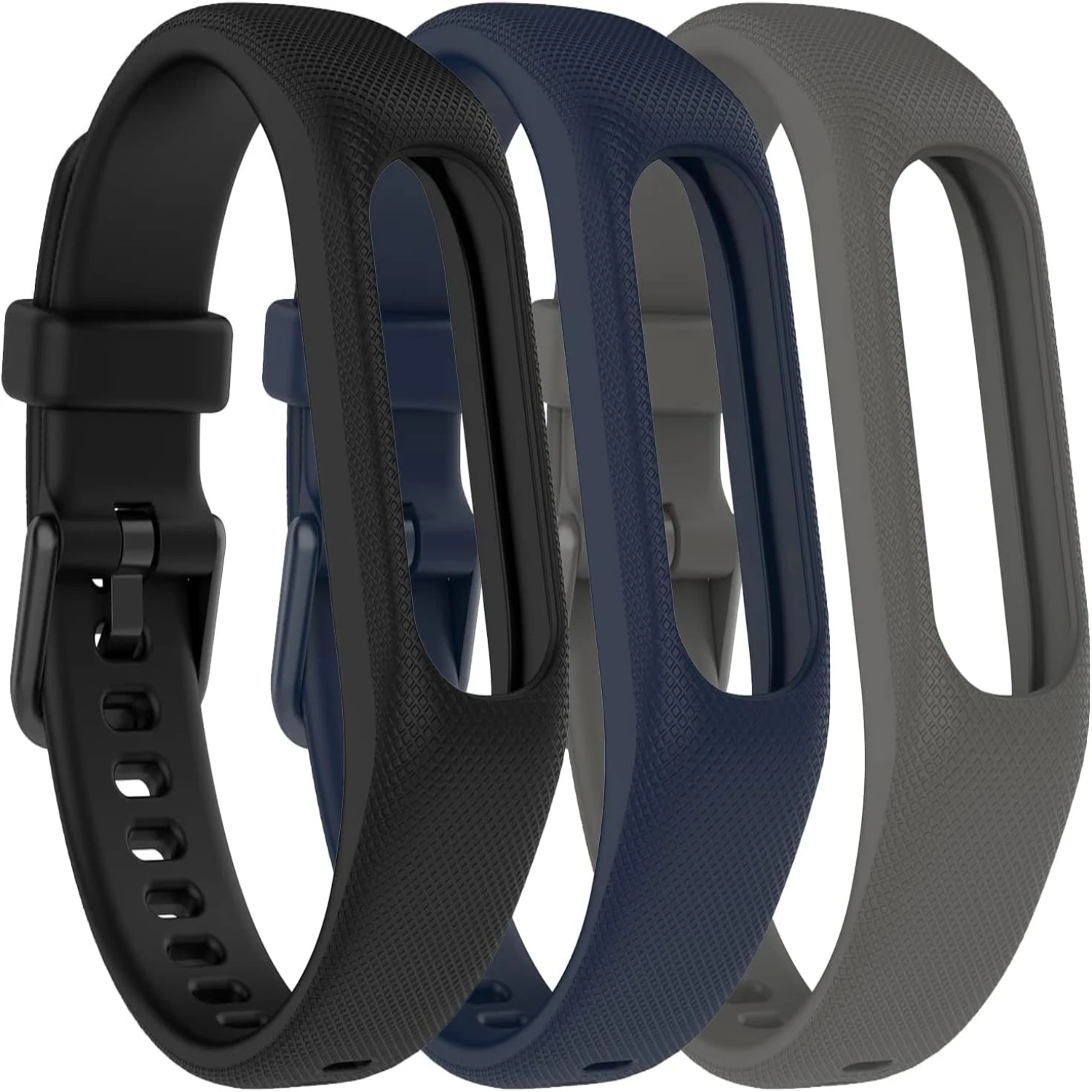 Stylish, chic, and comfortable 3-piece soft silicone replacement bands for Vivosmart 5 with secure metal clasp buckle. Fashionab