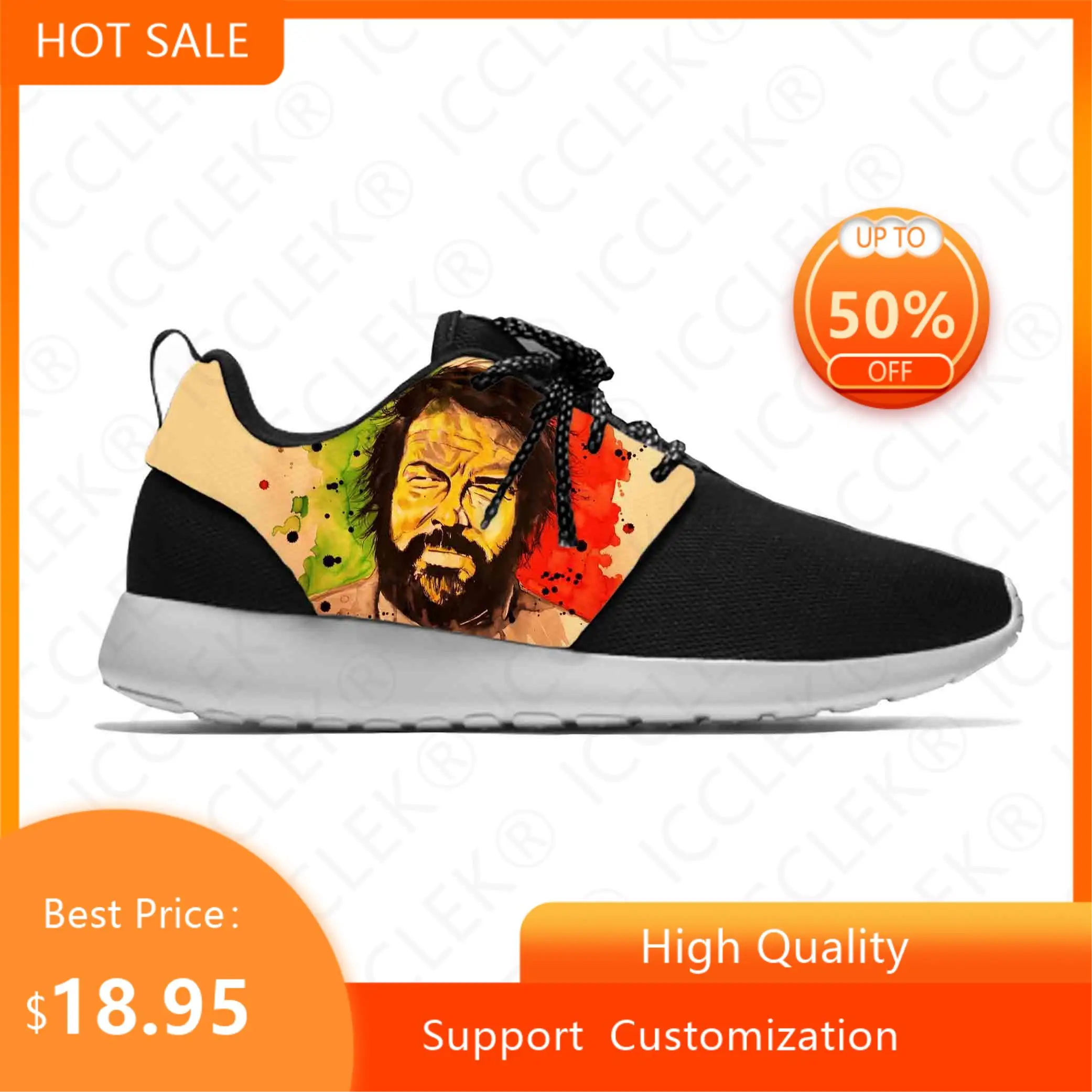 Anime Cartoon Manga Movie Actor Funny Bud Spencer Hot Sport Shoes Breathable Lightweight Mens Womens Sneakers Mesh Running Shoes