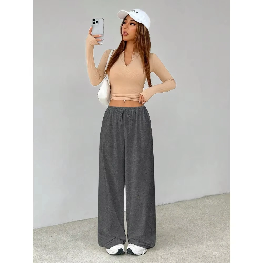 Pantalones sueltos para el hogar para mujer, pantalones sueltos de otoño e invierno, pantalones sanitarios unisex informales y cómodos, pantalones de chándal para mujer