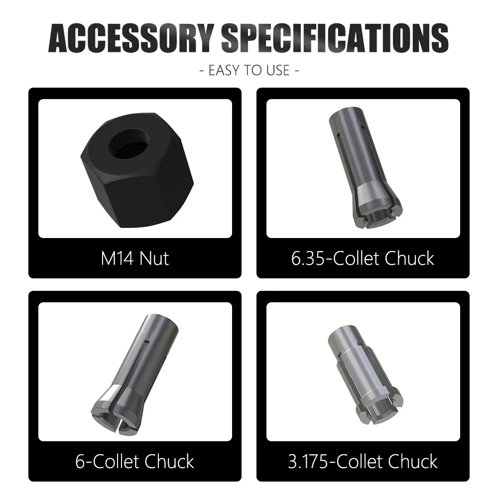 M14 6mm 1/4 1/8 Engraving Machine Chuck Nut Electric Router Milling Cutter Accessories