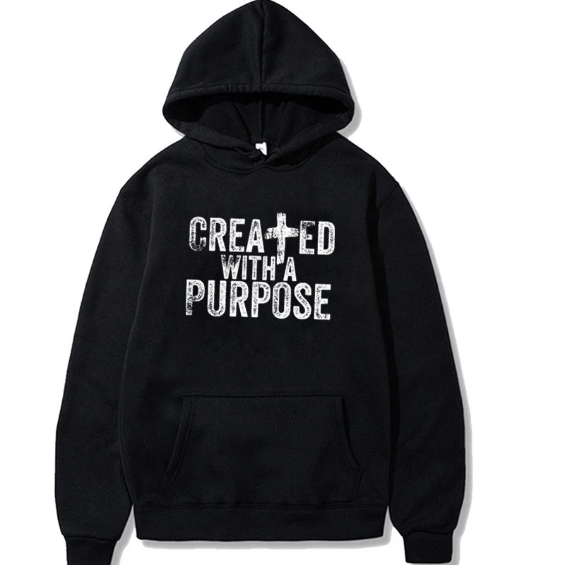 Gift for Couple Created with A Purpose Vintage Pullover Hoodie Lovers Matching Streetwear Hoodie Christian Hoodies for Couples