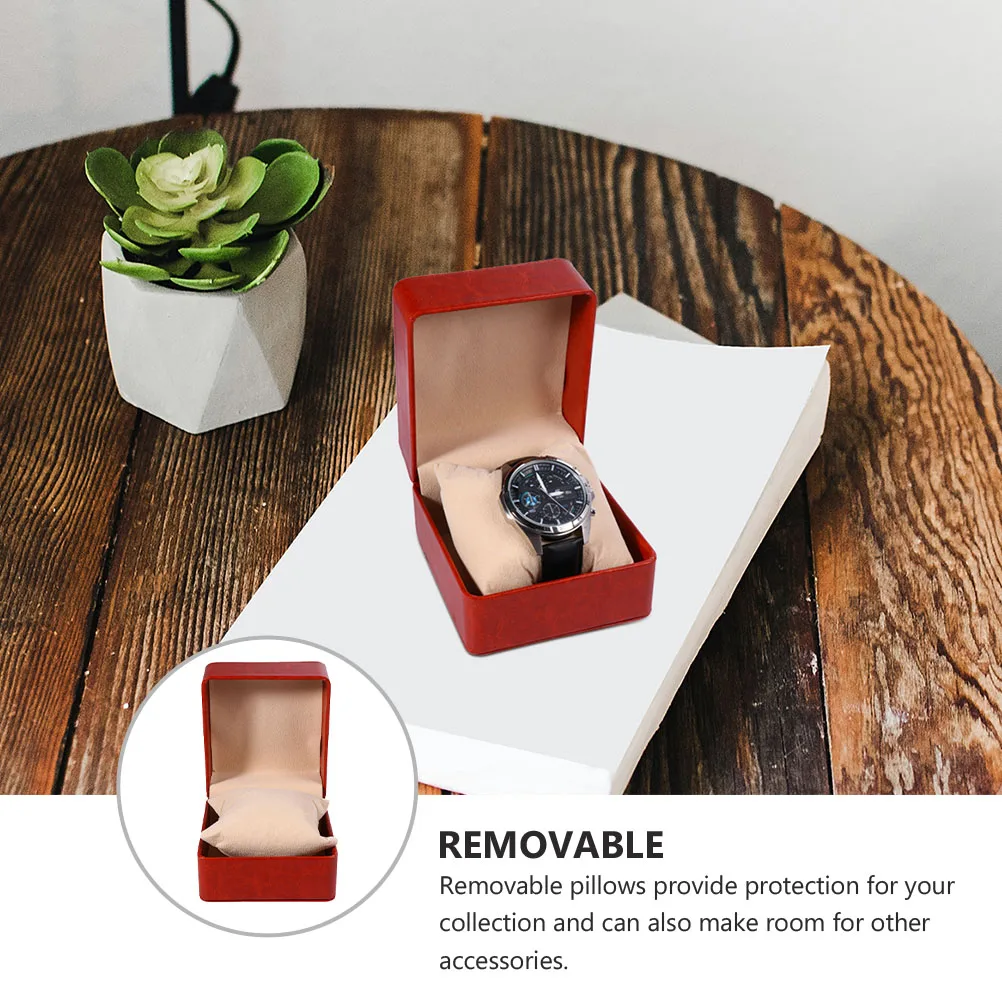 

1pcs Elegant Pu Watch Box Storage Organizer Display Case For Home Travel Dustproof Scratch Resistant Classic Color With